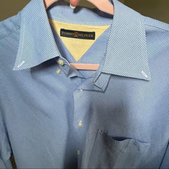 Tommy Hilfiger Long Sleeve Button Down Dress Blue and White Shirt Size 3XL - Picture 7 of 16
